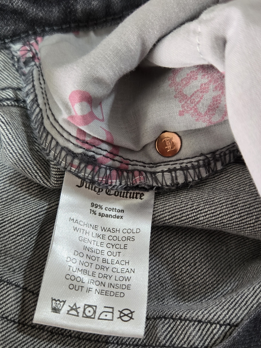 Juicy Couture Venice Gray Marble Wash Women’s Straight Leg Jeans 20W New - Picture 6 of 9